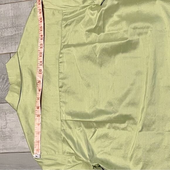 VTG 90s Charter Club Pastel Mint Raw Silk Button Down Vent Hem Blouse Tunic S - Picture 7 of 10